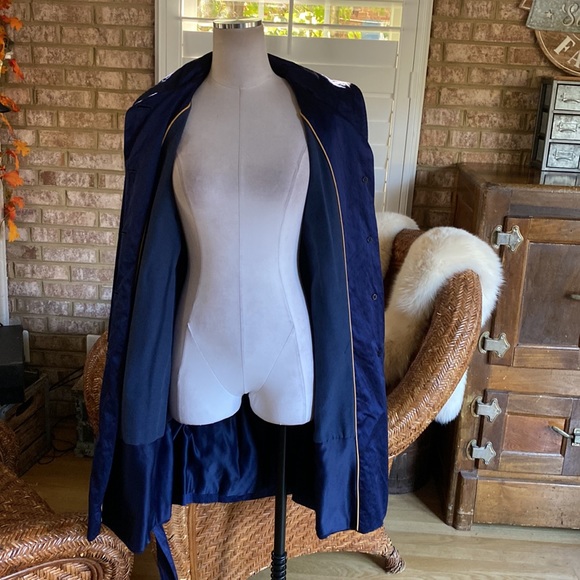 DKNY DONNA KARAN New York PRUSSIAN METAL TRENCH COAT LARGE NEW - Picture 7 of 11